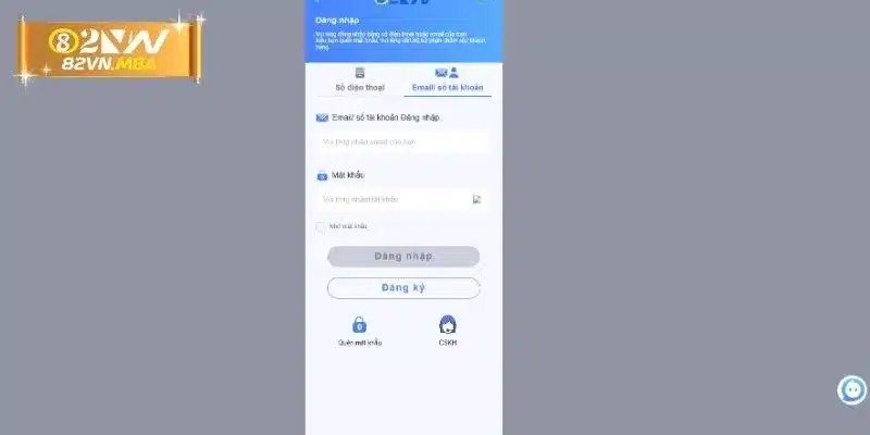 Hướng dẫn đăng nhập 82vn chi tiết